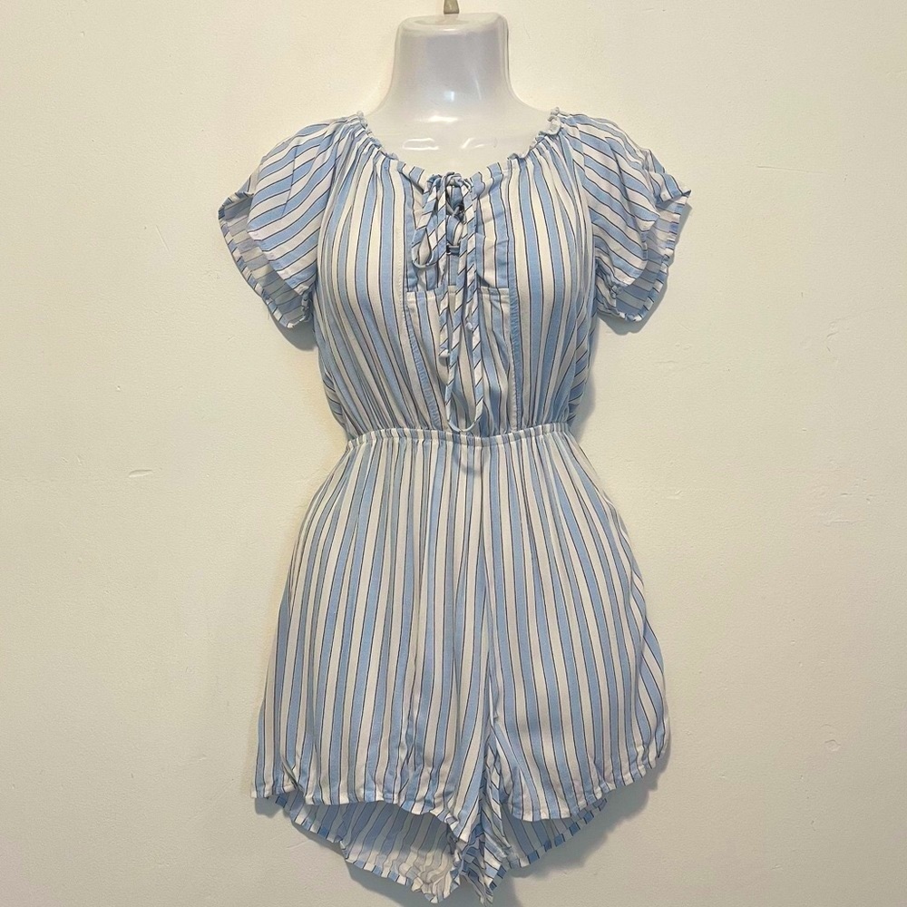 Cotton On - Blue & White Striped Short Romper Size S Petite